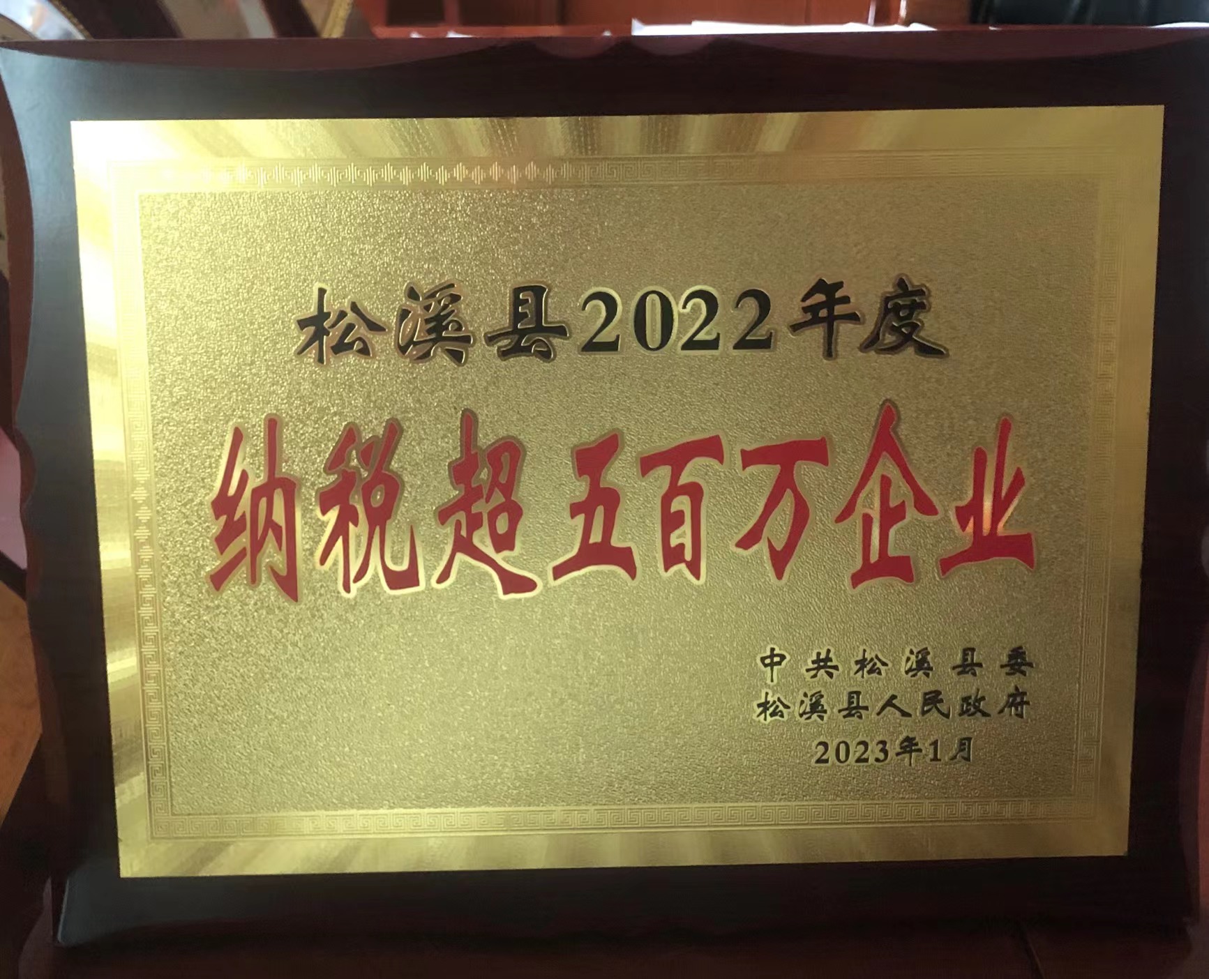 喜報！易順建工集團喜獲“松溪縣2022年度納稅超五百萬企業(yè)”榮譽